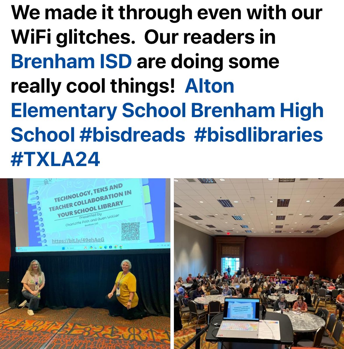 Technology,TEKS and Teachers Collaboration in Libraries at TLA. Charlotte Polk and I had a wonderful session.