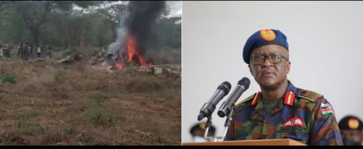 🚨Breaking: Kenya defense chief General Ogola killed in a military helicopter crash. Kenya president Ruto calls emergency security chiefs meeting after chopper crash.