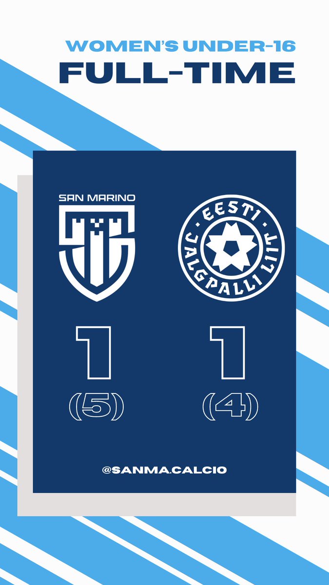 🇸🇲 SAN MARINO (women's U-16s) WIN A GAME! In only their second ever match, San Marino's women's Under-16s triumph over Estonia on penalties having conceded late to draw 1-1. They are taking part in a Development Tournament in San Marino with Georgia, Estonia and Luxembourg.