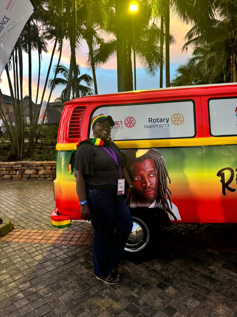 SondeRotary's tweet photo. IPP Connie Magomu Masaba and Rtn. Jennipher Namukwaya having a fantastic time with at the #99THDISCON venue, @SpekeResort Munyonyo! It's a reggae vibrations ting dis!🎉 #Rotary #DISCON99 https://t.co/tgkC9Gug1T
