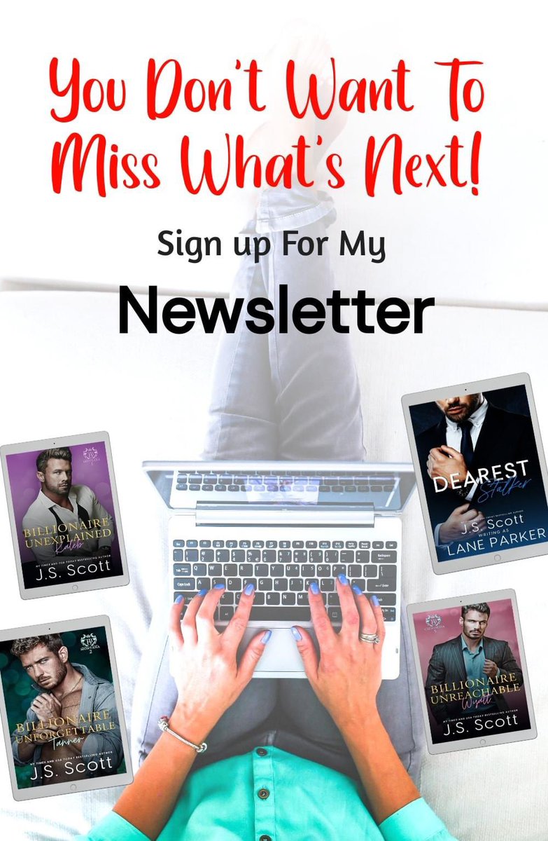 Stay Updated! 

Newsletter
bit.ly/3Fupj8M

#AuthorJSScott #RomanceAuthor #newsletter #ReadersCommunity #WomensFiction #ContemporaryRomance #romancebookseries #billionaireromance #KindleUnlimited #oneclickreads #Romanceseries #Audiobooks #goodreads #instareads #alphamale