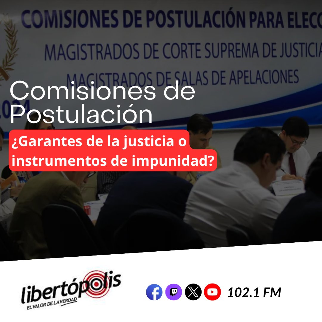 Sintoniza Libertópolis Al Medio Día hoy, estaremos conversando sobre las Comisiones de Postulación con la perspectiva del reconocido abogado José Paredes. Además, Omar Barrios nos proporcionará un análisis en profundidad del control naval militar en los puertos nacionales.