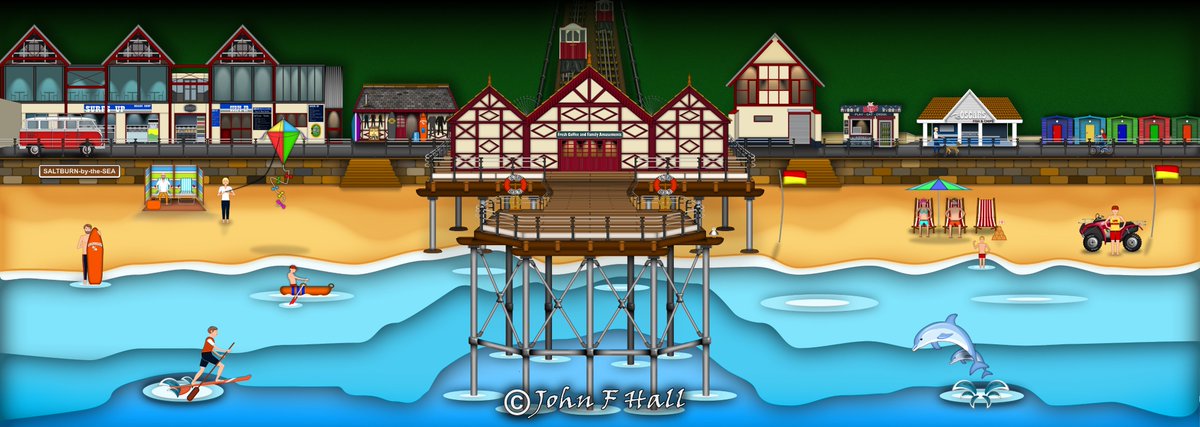 johnfhall's tweet photo. This is my drawing of the @saltburnbysea beach and pier. @RCAmbassadors @SaltburnSurf @BBCTees https://t.co/ioT9LLUWmp