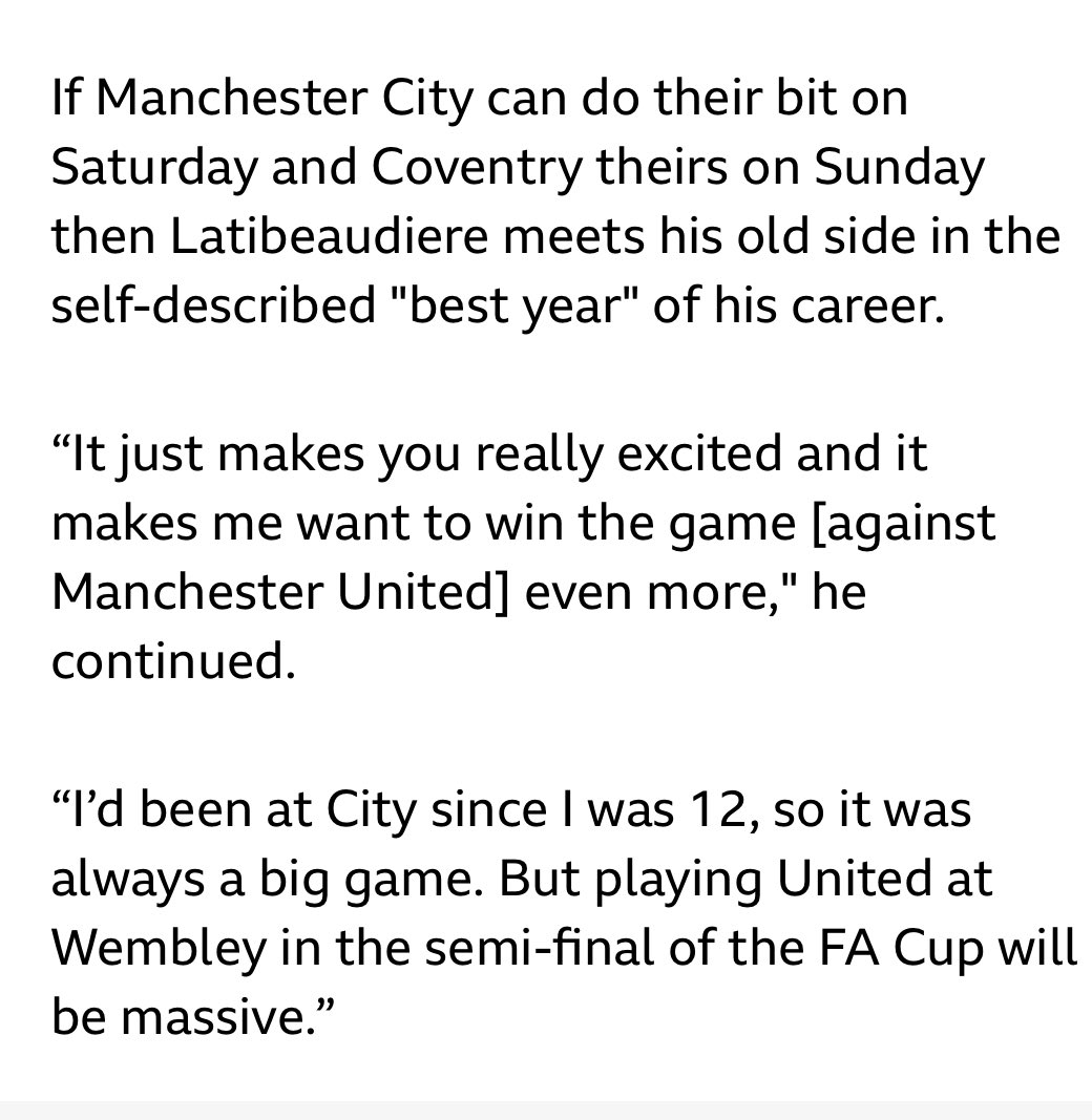 Can @1jlatibeaudiere help set up his dream final? Latest for @BBCSport #ManCity #MCFC