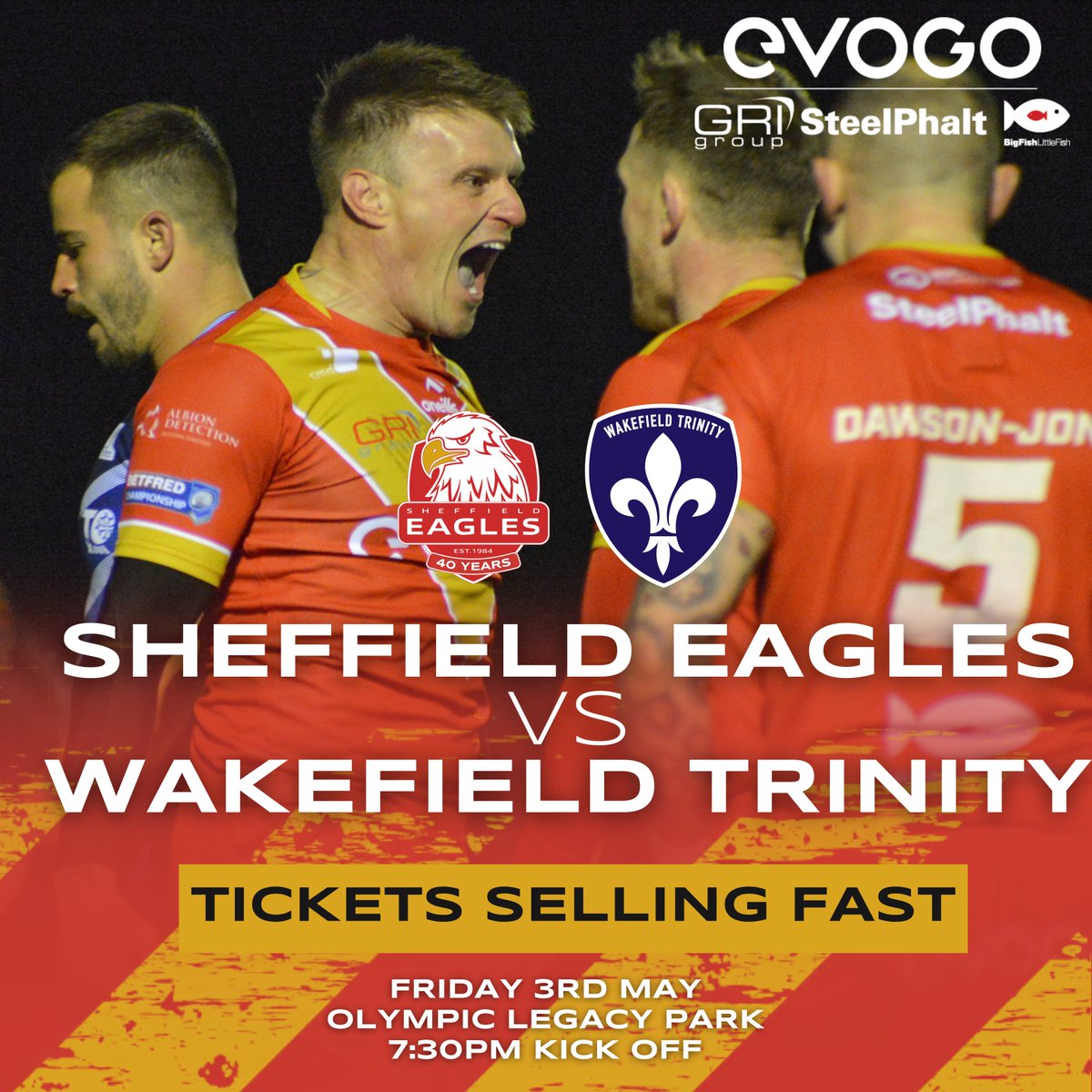 🎟️ Tickets are selling fast for our upcoming Betfred Championship fixture against @WTrinityRL. Purchase your ticket now and cheer on the Eagles in two weeks time on Friday 3rd May at Olympic Legacy Park 👇 sheffieldeagles.ticketco.events/uk/en/e/sheffi… #StrongerTogether #40Years