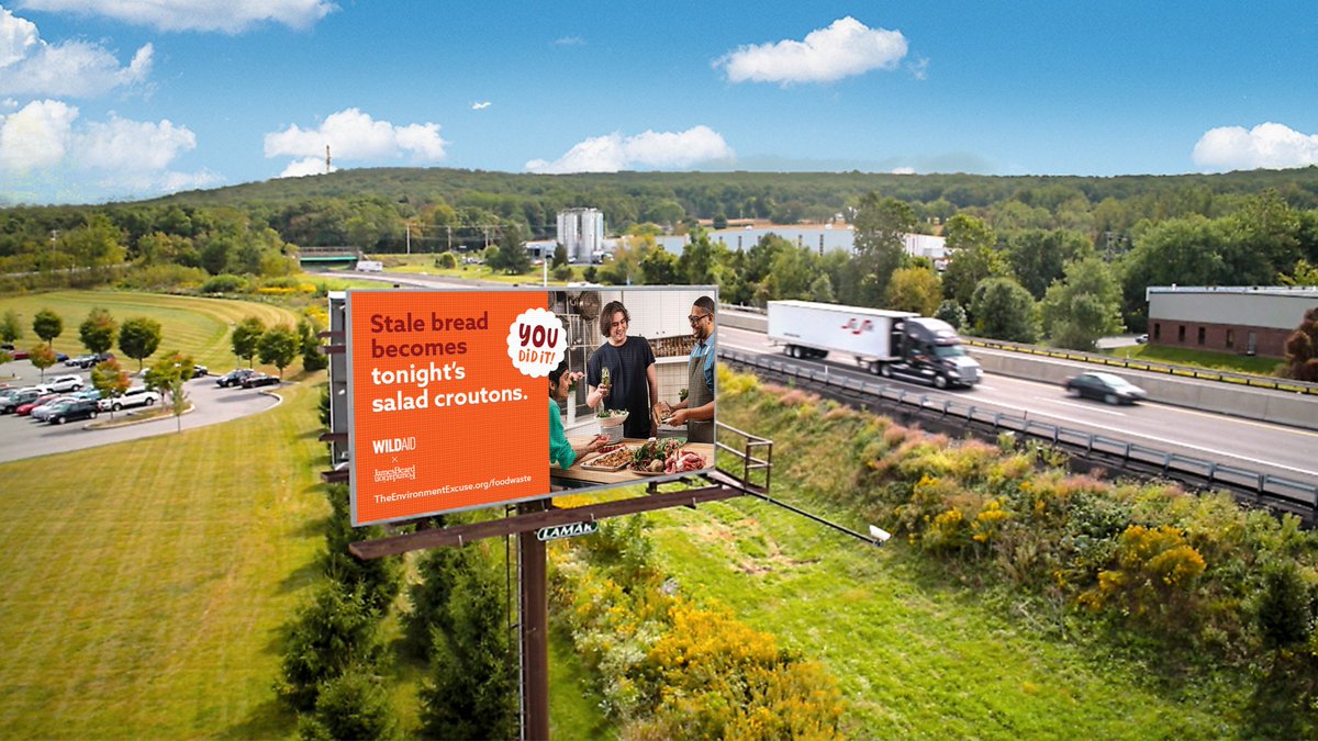 Food waste is a major problem in the U.S. We’re using our national digital billboard network to promote a compelling campaign developed jointly by @WildAid, The James Beard Foundation, and The School of the Visual Arts that shows people how they can reduce food waste.