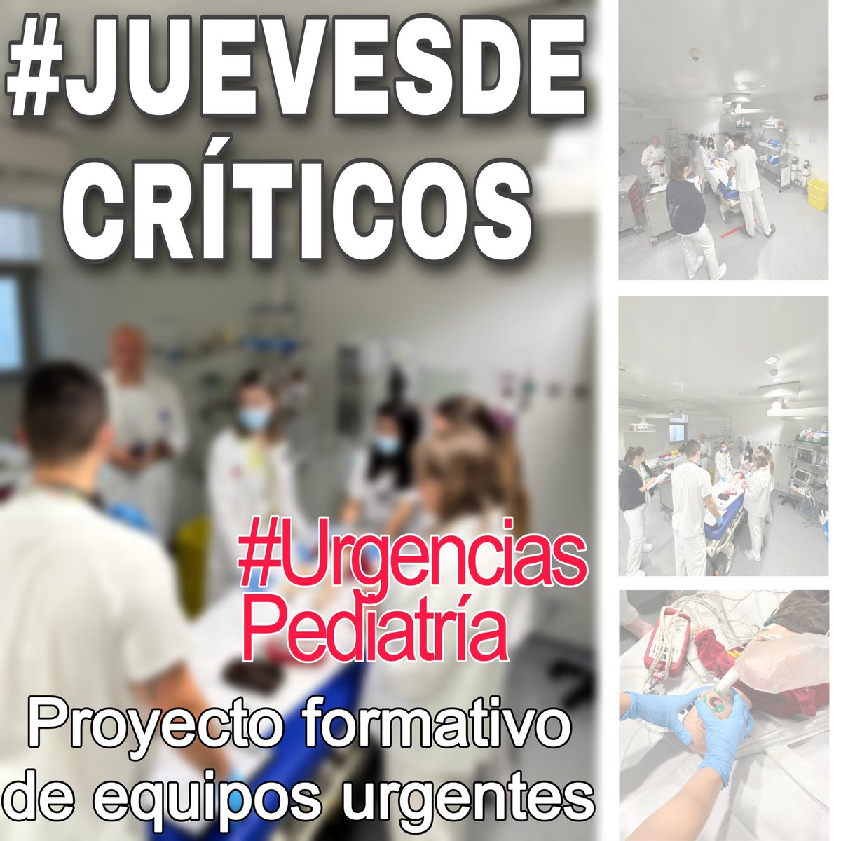 #JuevesdeCríticos La complejidad de los casos para los #MIR #UrgenciasPediatría se incrementa con el paso de los meses. Hoy equipo con #Enfermera #Estudiantes y #TCAE. Recepción y reconocimiento de inestabilidad ok 👌 y a partir de ahí ABCDE 
Seguimos💪