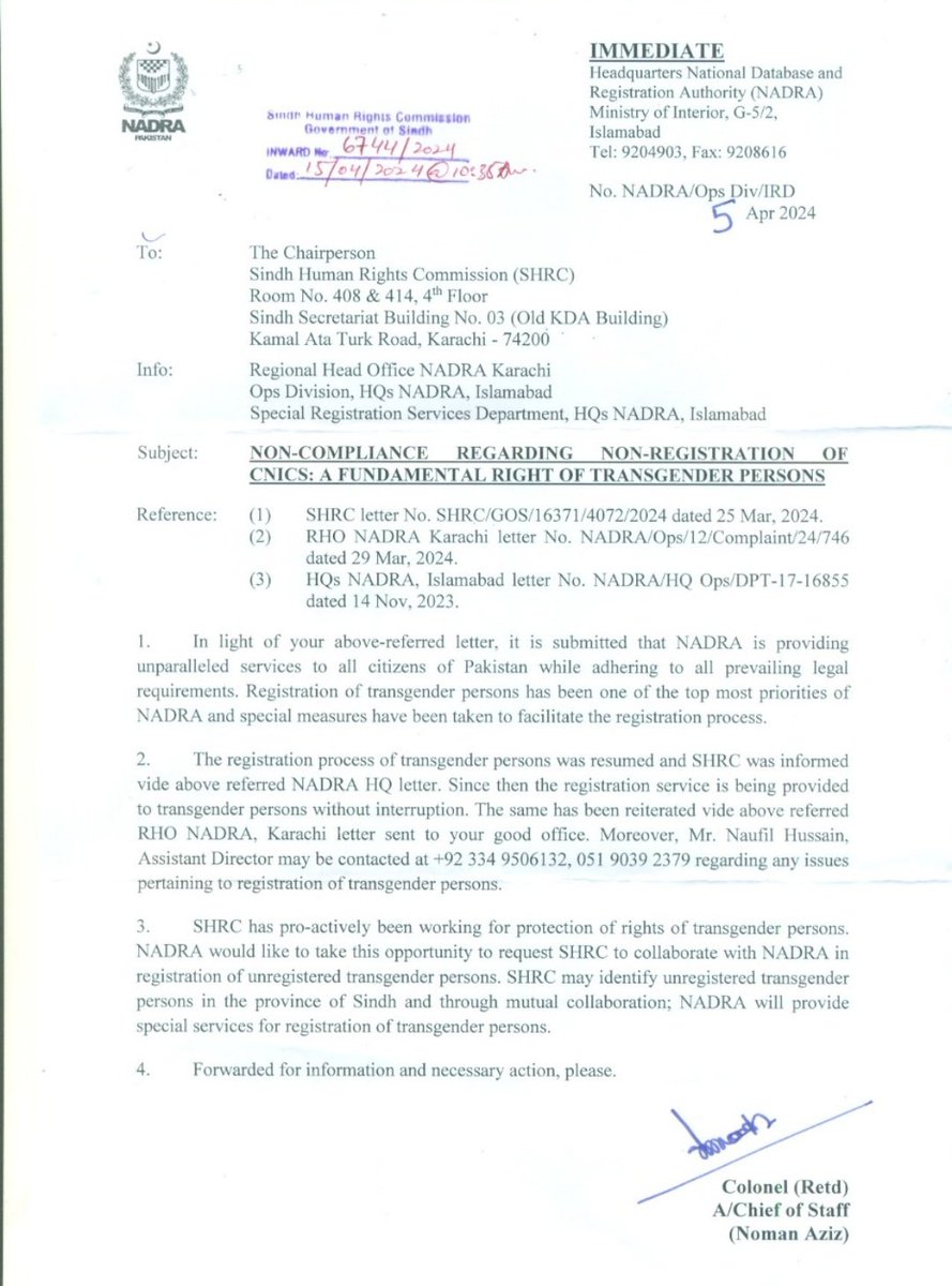 We at SHRC are strongly advocating for the transgender person's right to identity and CNICs. SHRC is collaborating with NADRA to ensure this. Rights for all! @BBhuttoZardari  #Sindh #PPPGovernment @RidaT_Law @bakhtawarBZ