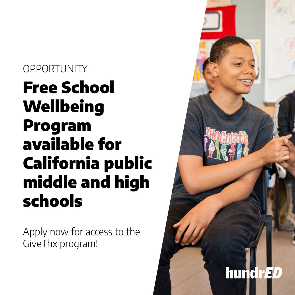 📣 OPPORTUNITY: @givethxapp is looking for public middle and high schools in California who are interested in implementing their School Wellbeing Programme for free. ⚡For more information: loom.ly/rjXDfnc