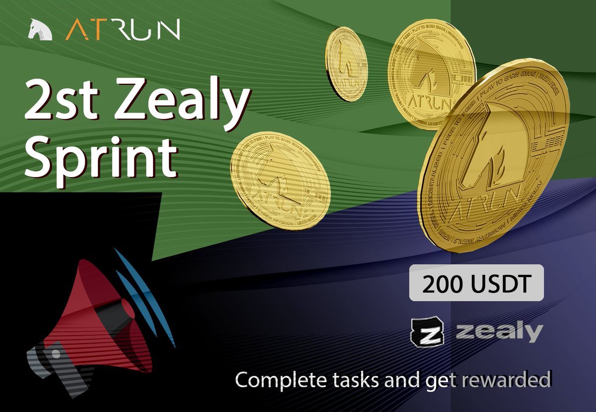 We are excited to announce our 2nd Sprint on @zealy_io!

💰 Grab a reward pool of 200 USDT

🗓️ Deadline: May 15th

🔗 Join now: zealy.io/cw/atrun/invit…

#ZealySprint #NewMoney #web3 #Community #Atrun
#BLOCKCHAIN #AIRDROP #EarnMoney #Crypto