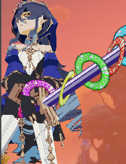 HeartLychee's tweet photo. I forgot more tags again so here's an opportunity to show off the weird sword I made for her
guess the reference???????? #genshinimpact #genshinimpactfanart #Layla #3DModel #lowpoly https://t.co/BvP1ucSI88
