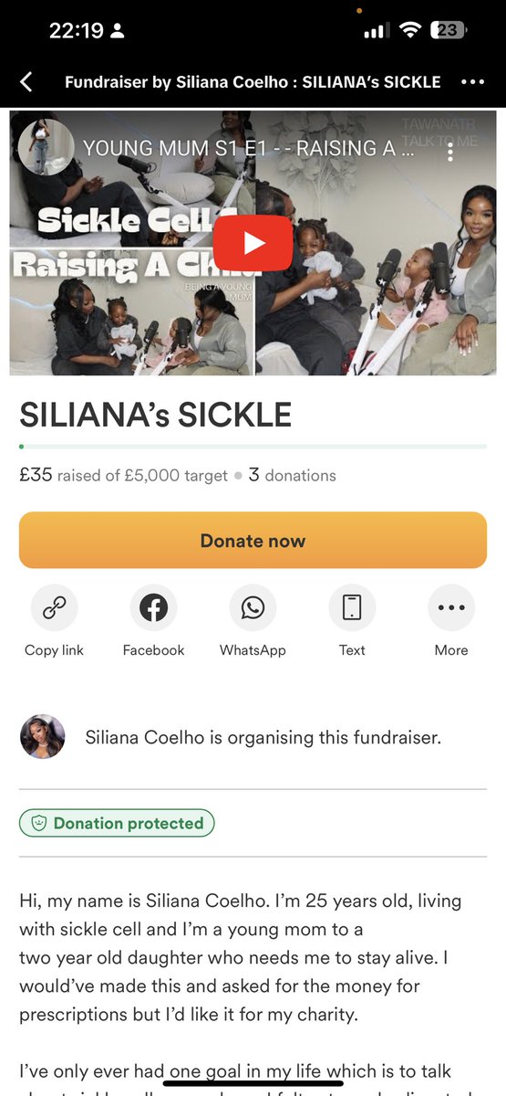 I’m trying my luck, but here goes! I’ve made a charity to help build a shelter and provide goods for children with Sickle Cell in Africa & the Caribbean. I know it’s a lot to ask but even £1 goes a long way. It’s time to make a change for my people🩸🌙