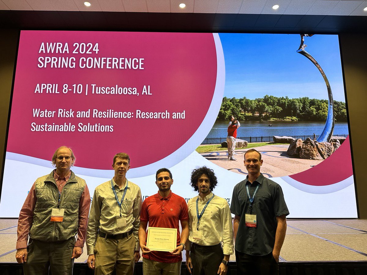 SNeisary's tweet photo. Honored to receive the Presentation Award Runner Up – Graduate for the best graduate student presentation at the AWRA Spring 2024 Conference for our work on “Improving NWM Predictions in Watersheds with Extensive Water Resources Infrastructure.” 
#AWRA #CIROH #ML #NWM https://t.co/x6kOjMdK9F