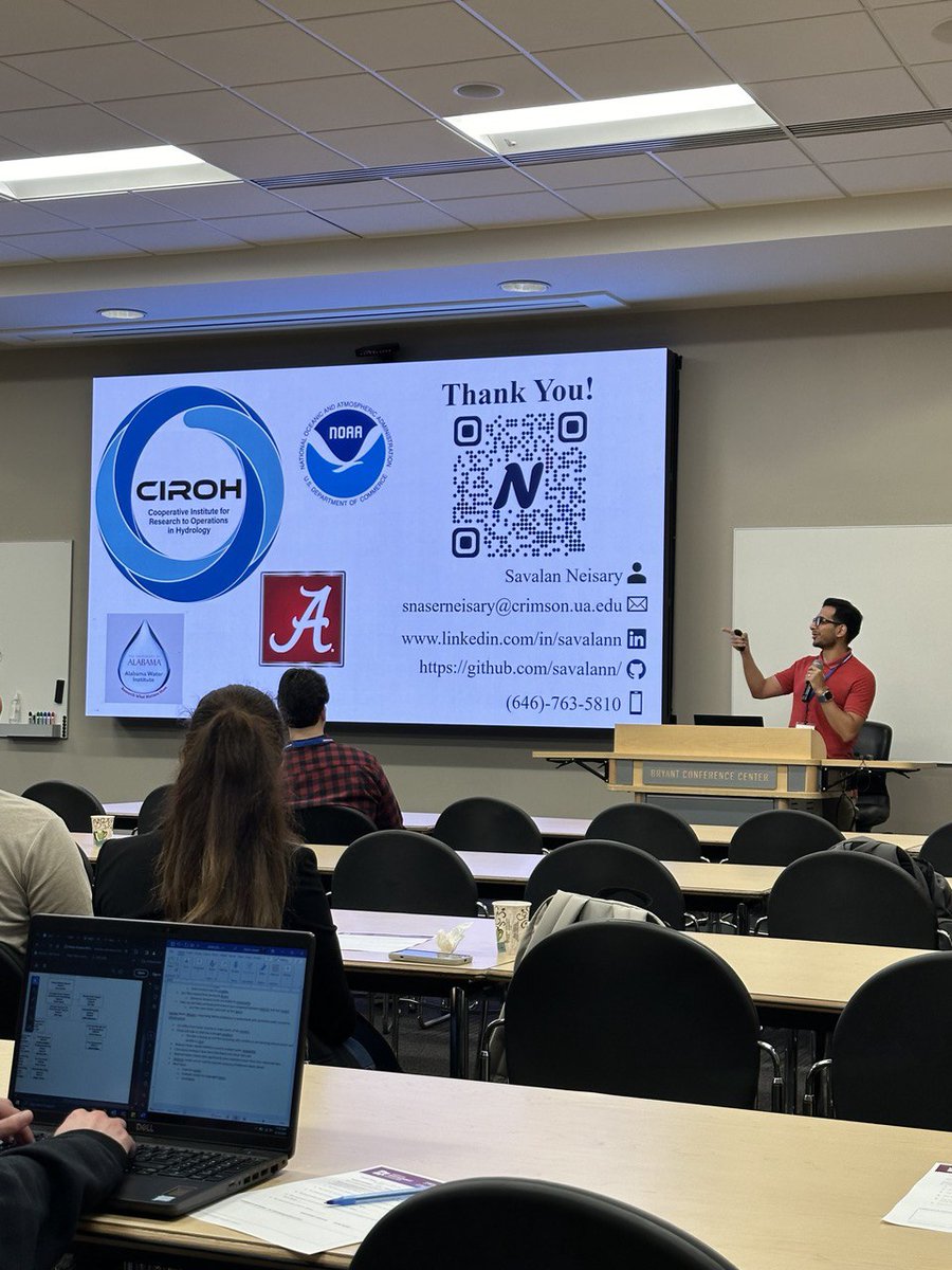 SNeisary's tweet photo. Honored to receive the Presentation Award Runner Up – Graduate for the best graduate student presentation at the AWRA Spring 2024 Conference for our work on “Improving NWM Predictions in Watersheds with Extensive Water Resources Infrastructure.” 
#AWRA #CIROH #ML #NWM https://t.co/x6kOjMdK9F