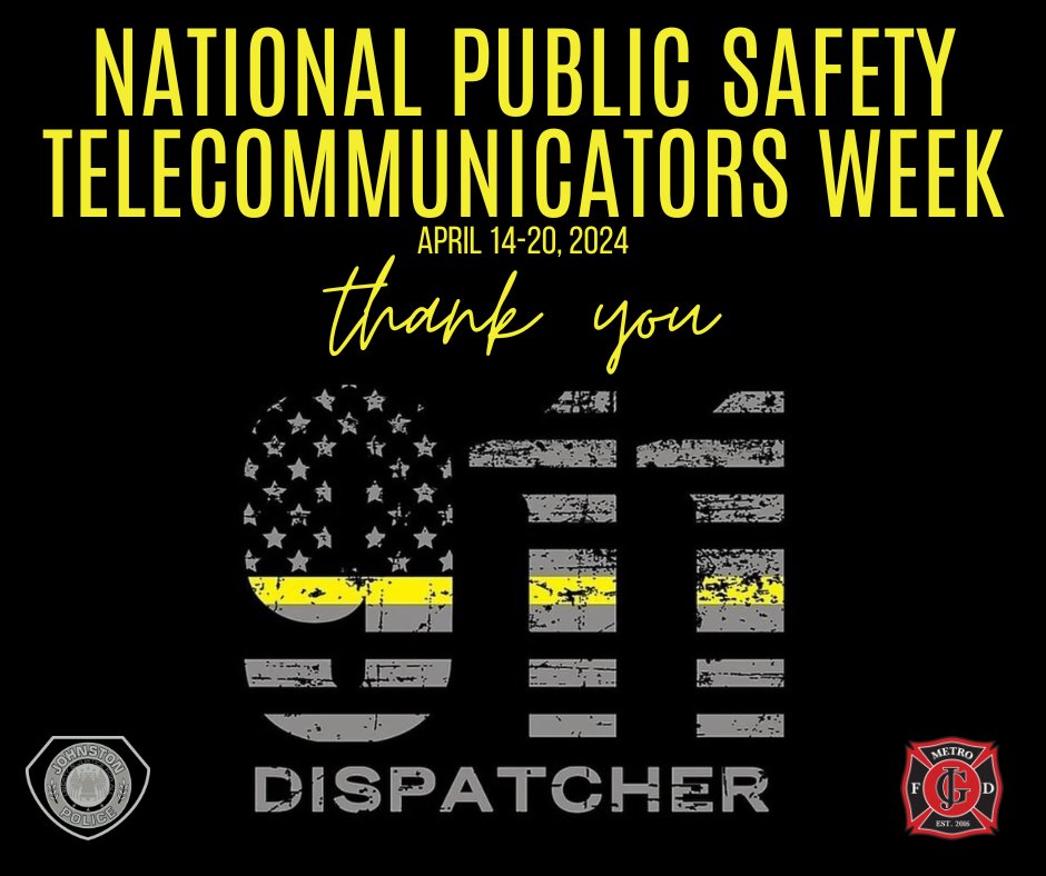 Johnston_PD's tweet photo. On Nat'l Public Safety Telecommunicators Week, let's acknowledge 911 Operators for safeguarding our community & saving lives. We're grateful for their calm & composed assistance during difficult times. #911Operators #NationalPublicSafetyTelecommunicatorsWeek https://t.co/V5nvLjSx2g
