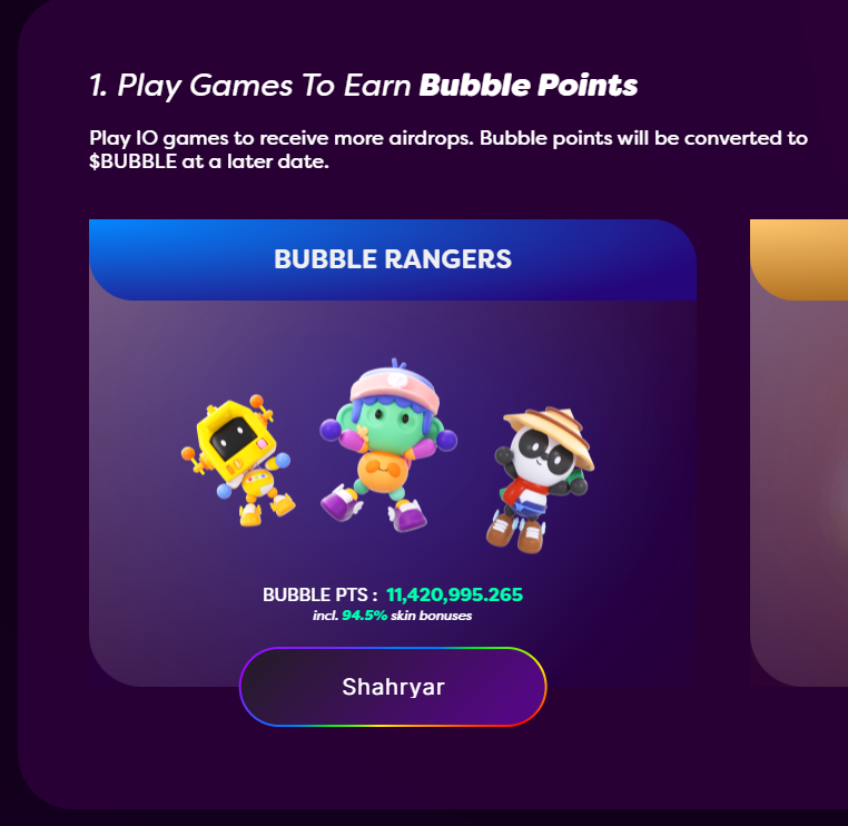 リリース初日から毎日デイリー消化+αでバブルポイントが1Mまで到達🥳

ソーシャルタスクも大事だけどゲームのポイントの方が・・・🪙🤫

どちらも無理なく行きましょう

$BUBBLE