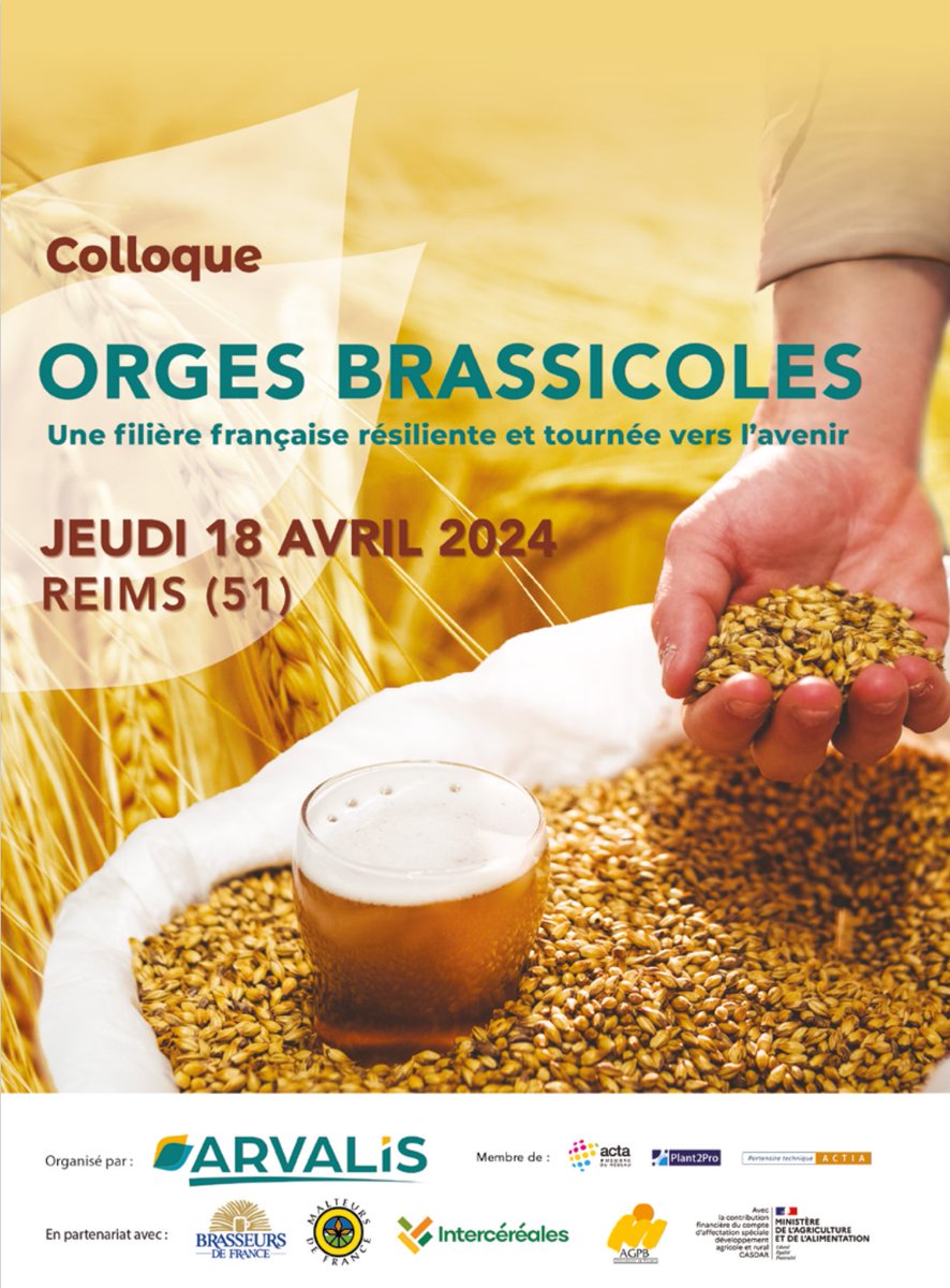 Brasseurs de France était à Reims pour la 24e édition du colloque #Orges #Brassicoles organisé par @Arvalisofficiel ! Une journée tournée vers l'innovation et la compétitivité de la filière, et les enjeux de #décarbonation et d'#adaptation au changement climatique.