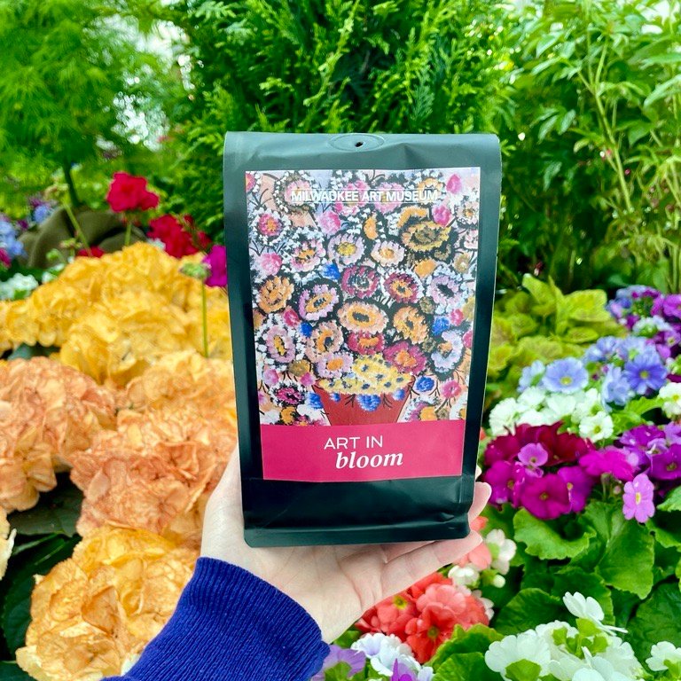 Need energy to see all 28 floral arrangements during Art in Bloom? Fuel up with themed coffee by @valentinecoffee! New this year, the Art in Bloom blend is available brewed in the café and bagged in the store.