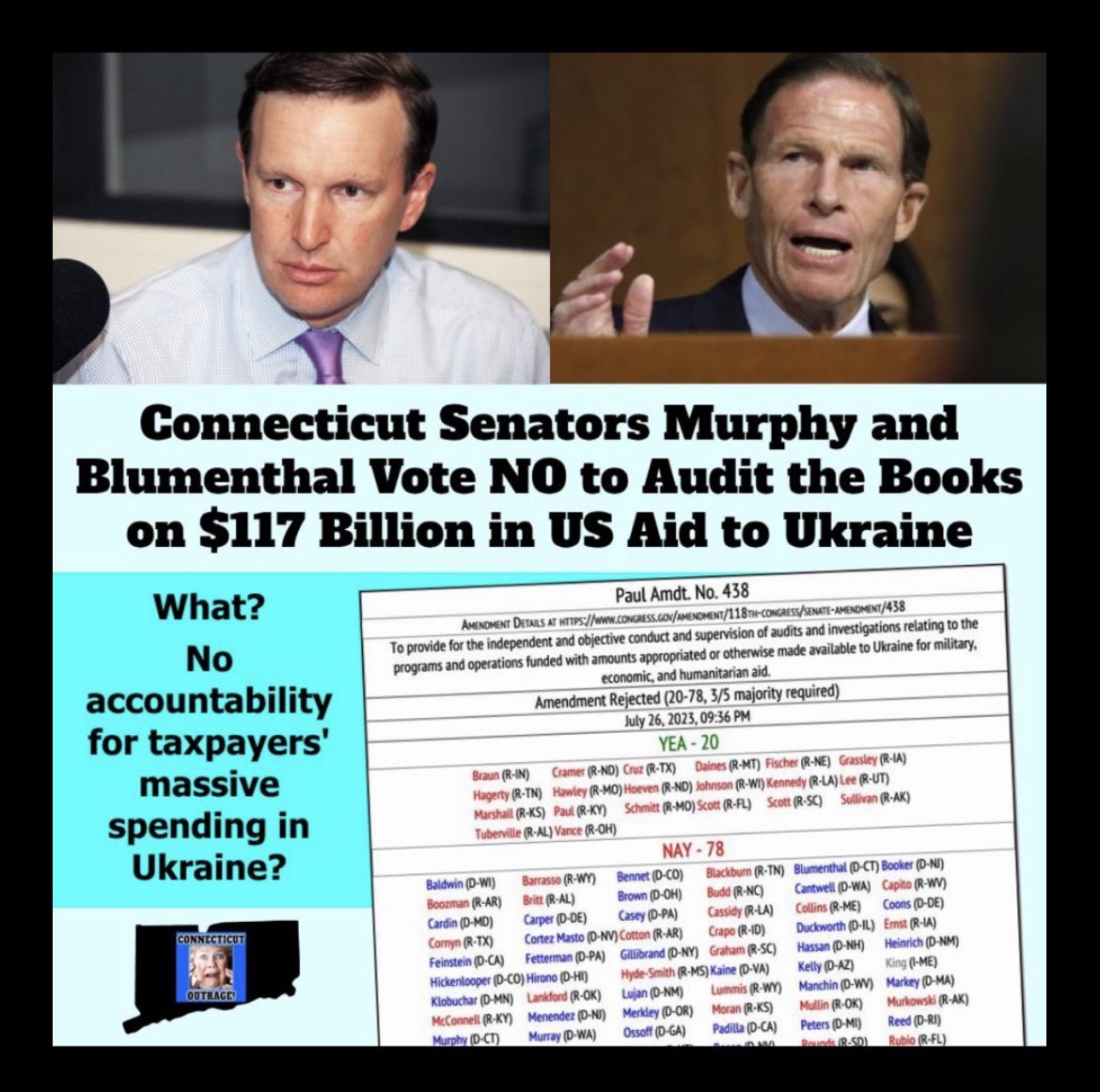 @ChrisMurphyCT @WagnerTonight You should’ve voted for an audit on our tax dollars to Ukraine. You’re all money laundering