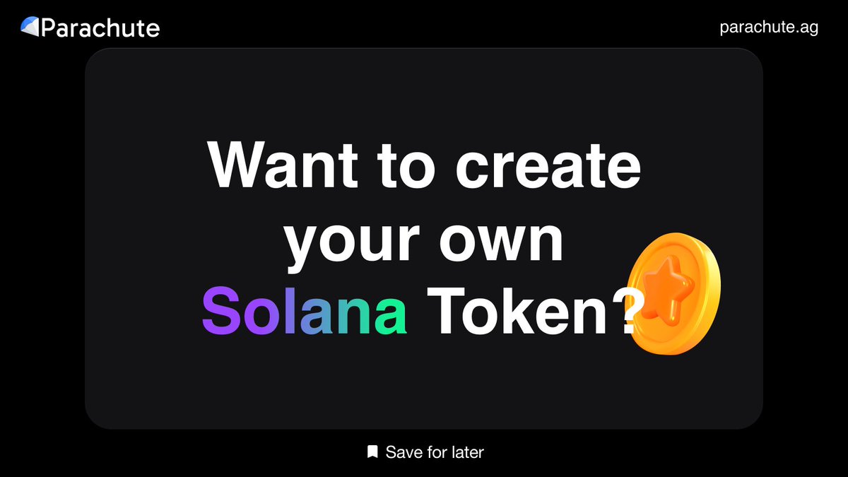 Want to create your own Solana token, but it seems like rocket science? With @parachute_ag 🪂, you can do it in just a few steps - no coding required! This thread will guide you through everything, from creating your token to making it tradable. 🧵👇