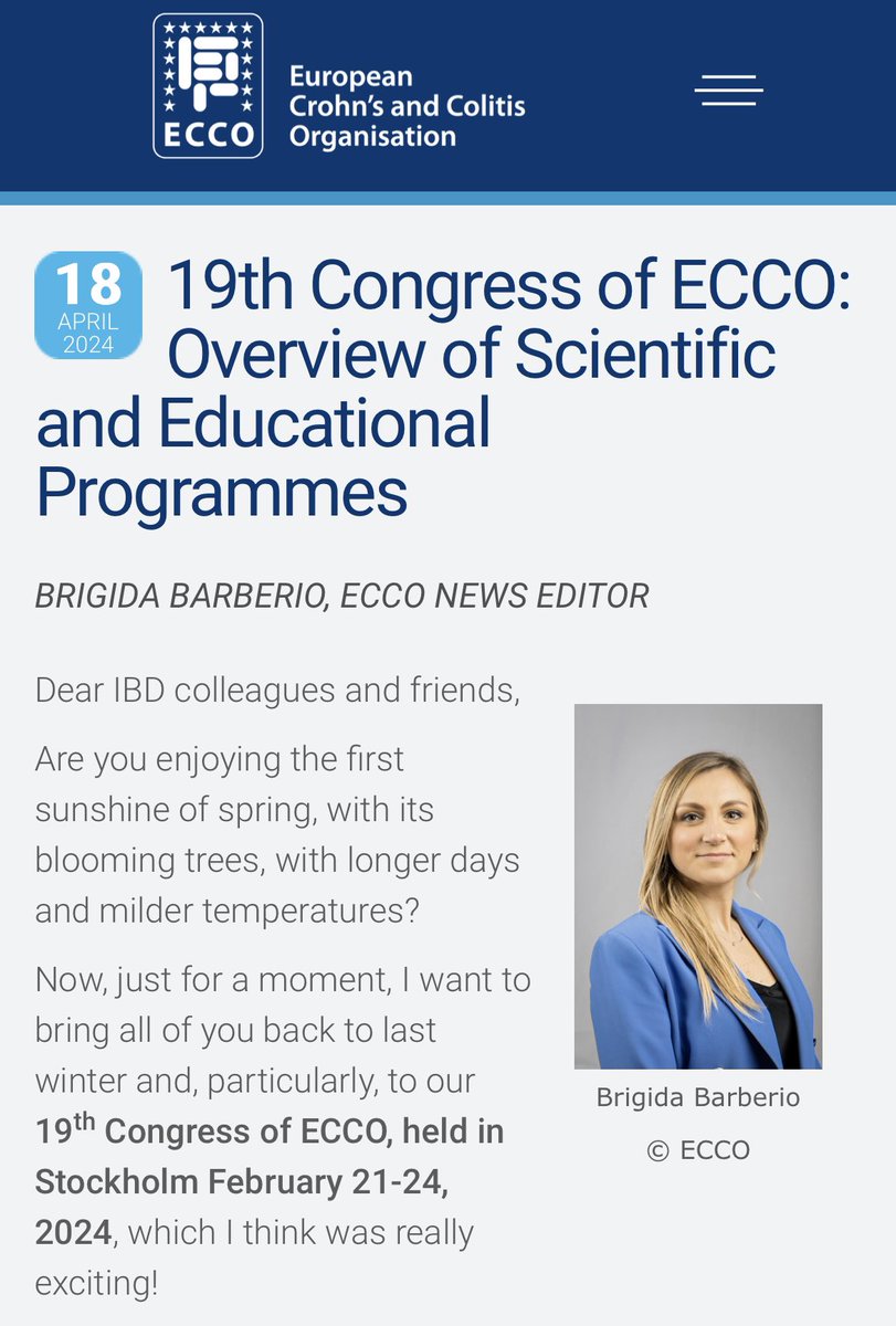 🥁Hi all, the Spring Issue of the ECCO News is out!!!
Enjoy our articles and podcast! 

Here, you can find my article with an overview of ECCO 2024 Scientific and Educational Programmes.

👉🏻ecco-ibd.eu/publications/e…