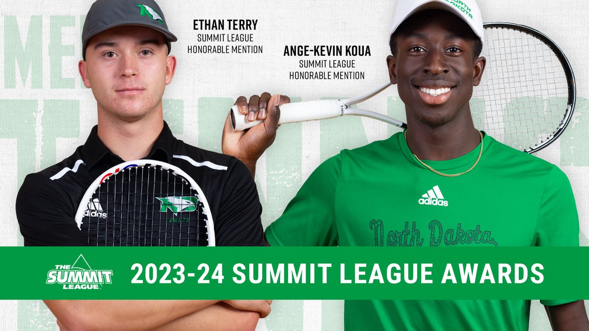 Congrats to Ethan Terry and Ange-Kevin Koua on being named to the Summit League Honorable Mention list after standout rookie seasons at UND! RELEASE: fightinghawks.com/news/2024/4/18… #UNDproud | #LGH