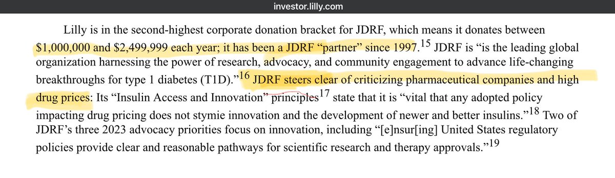 Lilly's message to shareholders before May 2024 annual meeting. It's important investors know that JDRF is paid to behave. 🤣 #insulinshortage #type1diabetes investor.lilly.com/node/50556/html