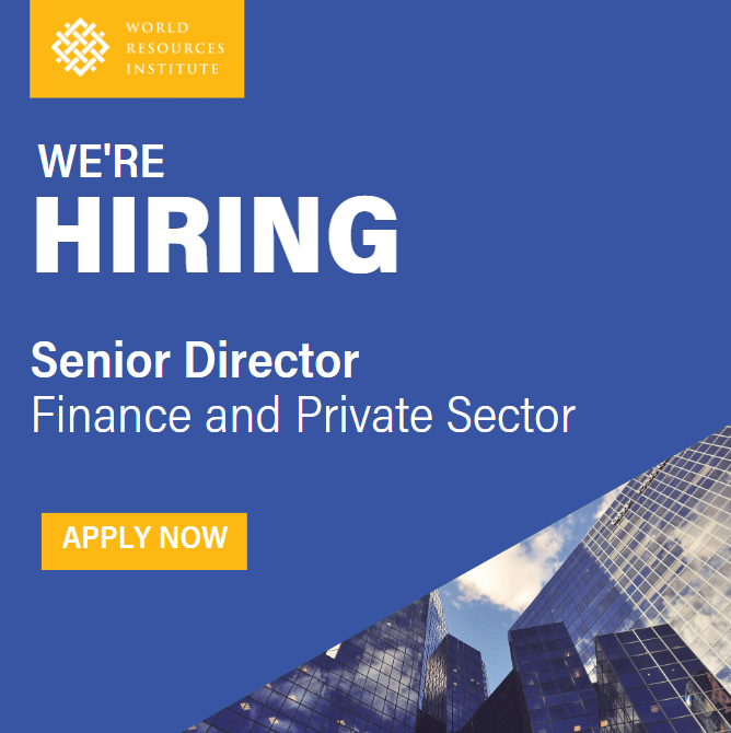 We're #Hiring! WRI’s Global Climate, Economics and Finance (CEF) team is looking for a Senior Director to lead our Finance and Private Sector work. Learn more and apply: bit.ly/3Q9NGgC