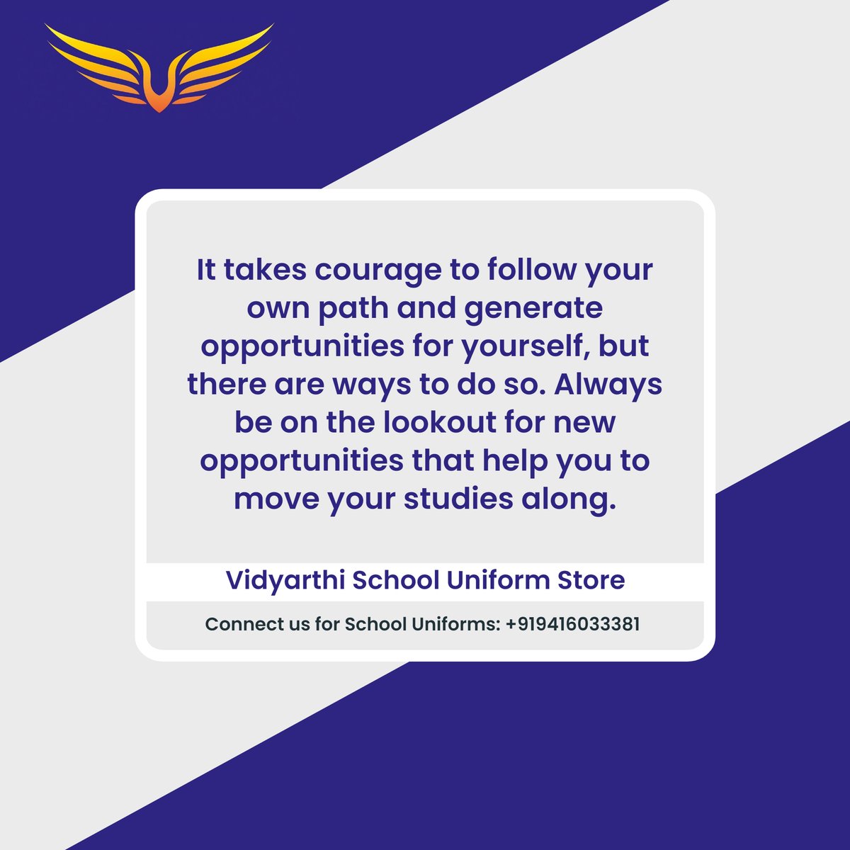 VidyarthiStore's tweet photo. Motivational Quote for each and every student out there.
Looking for the best School uniform store in Karnal? Connect with Vidyarthi School Uniform Store Karnal.
Call: 9416033381
#QuoteForStudents #SchoolUniform #UniformForSchools #VidyarthiSchoolUniform #KarnalSchools https://t.co/PoLpf81USX