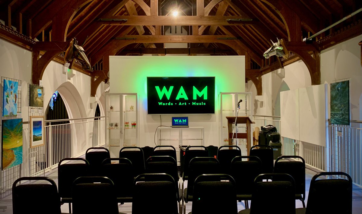 The stage is set 🎭 Don’t miss tonight’s fabulous WAM • Words Art Music Night with Words by Jan Price 📚 Art by Jeremy Thomas 🎨 and music by Filzbecki 🎵 all presented by WAM host Mike Church 🎤 See you there! 💚 7:00pm @St_Elvans ticketsource.co.uk/stelvans 🎟️