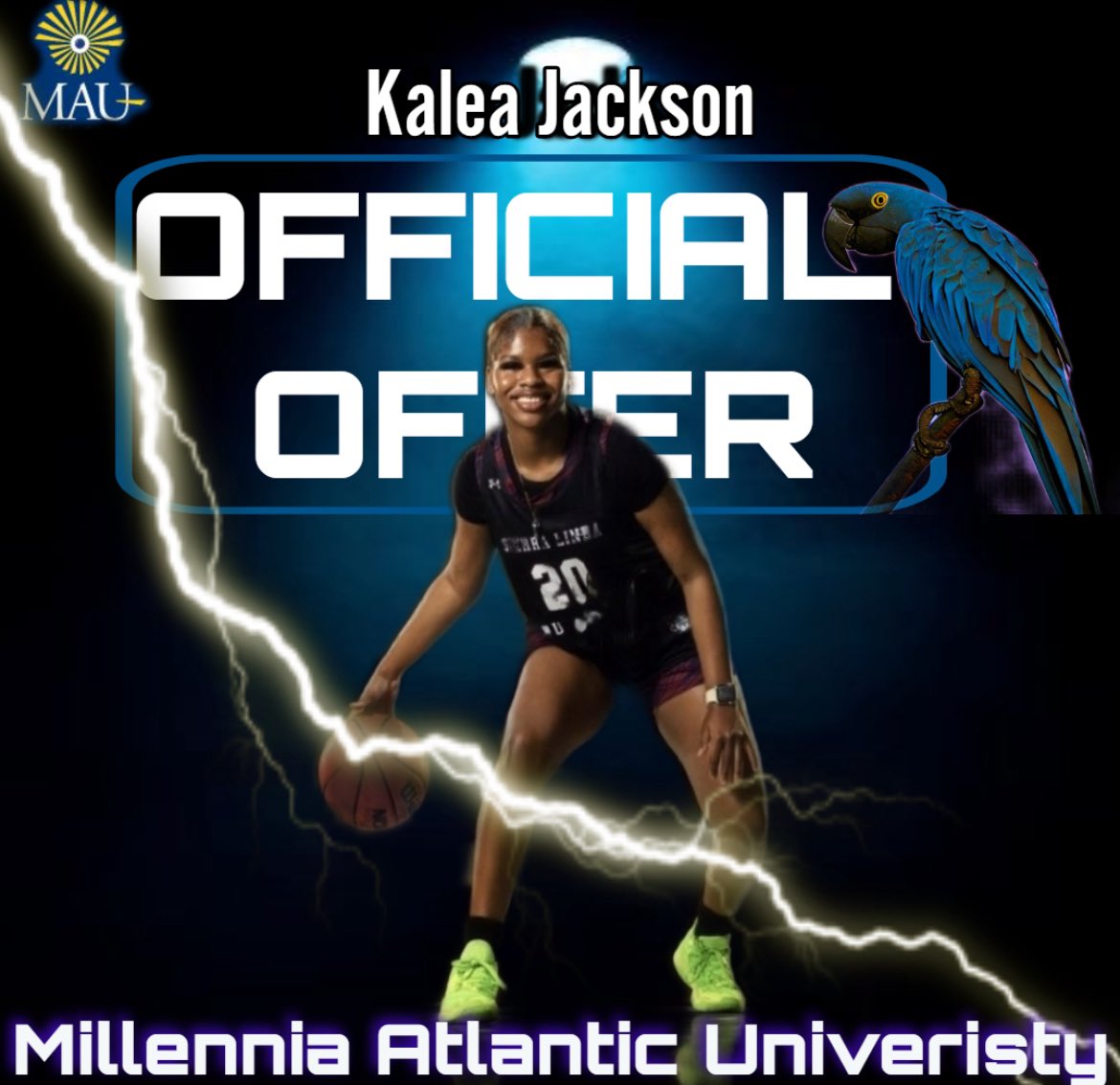 kaleajackson1's tweet photo. Blessed to say I have yet to receive another offer from @MAU_FL Thank you Coach Levy for this opportunity!!🔵🟡 https://t.co/5MssXW4Ev0