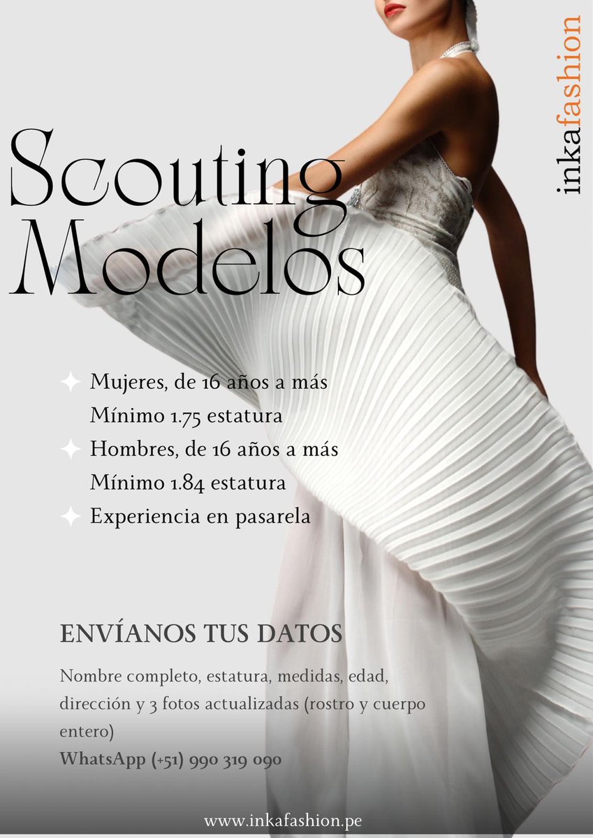 inkafashion's tweet photo. #Scouting #Casting #Modelos #Teens #Inkafashion #Depile #Pasarela #AltaCostura #Comercial ￼ https://t.co/kIKk7hfDAK