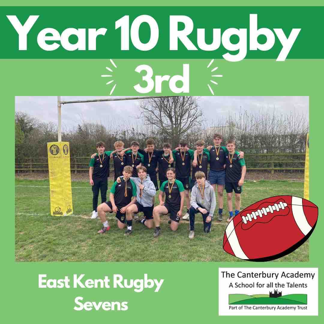 Rugby success from last term 🏉 Year 9 boys took part in the East Kent Sevens at Canterbury Rugby Club and came 4th out of 8 schools and the year 10 team came third 🙌