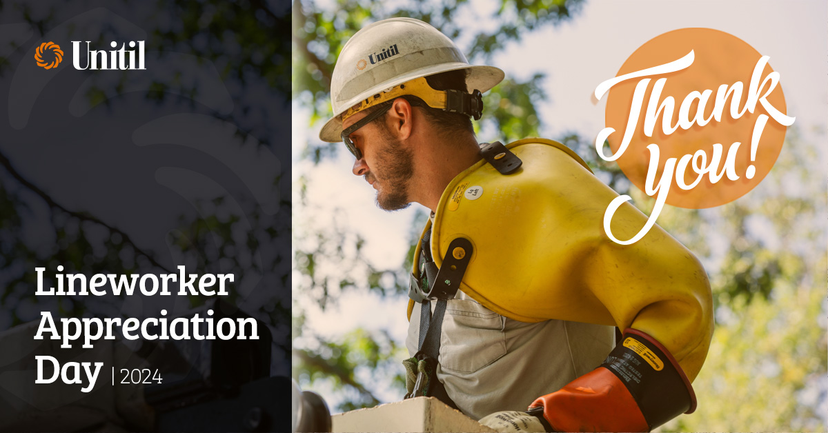 Unitil's tweet photo. We are thankful for all the hardworking lineworkers on #Teamunitil! You light up our lives, literally.
Thank you for keeping the power on and working tirelessly to keep our communities running.
#LineworkerAppreciationDay #ThankALineworker #Lineworkers #LineworkerDay #LineFamily https://t.co/9e8tRM1ZW8