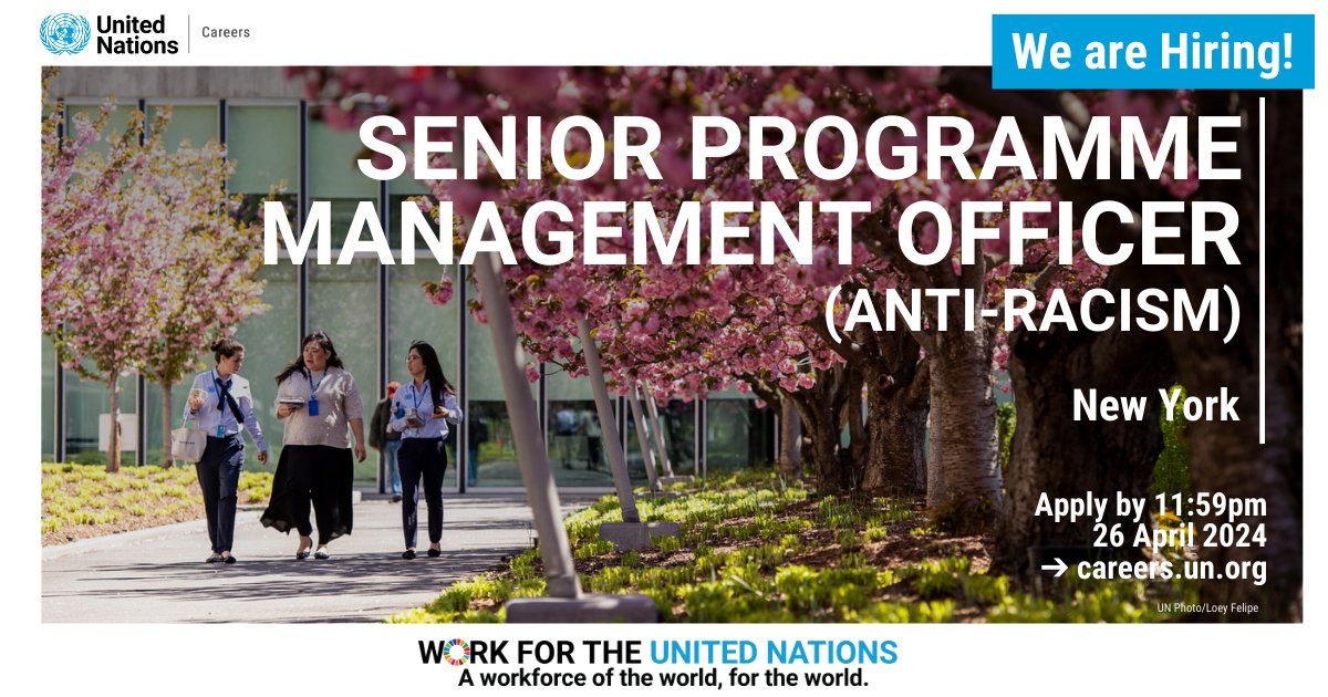 #UNRecruitment✨Join the league of global changemakers in the Anti-Racism Office #ARO to oversee, coordinate & monitor the implementation of the Strategic Action Plan on #AddressingRacism & #PromotingDignityForAll 📌Apply by 11:59 pm 26 Apr. New York Time: careers.un.org/jobSearchDescr…