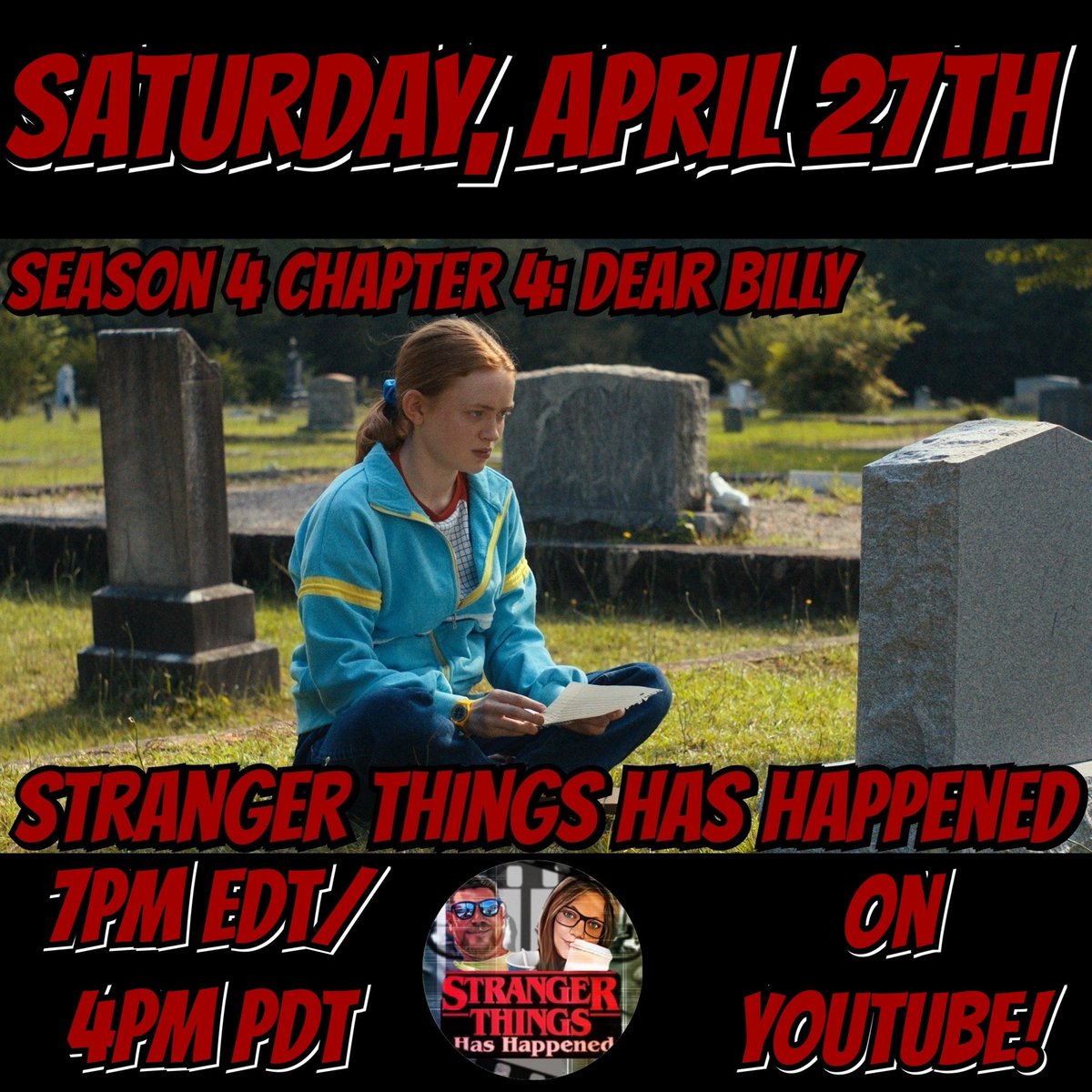 Snooch &amp; I are going to take the week off. We’ll be back with our first-watch review of Stranger Things Season 4 Chapter 4 on Saturday, April 27th!  ~LG