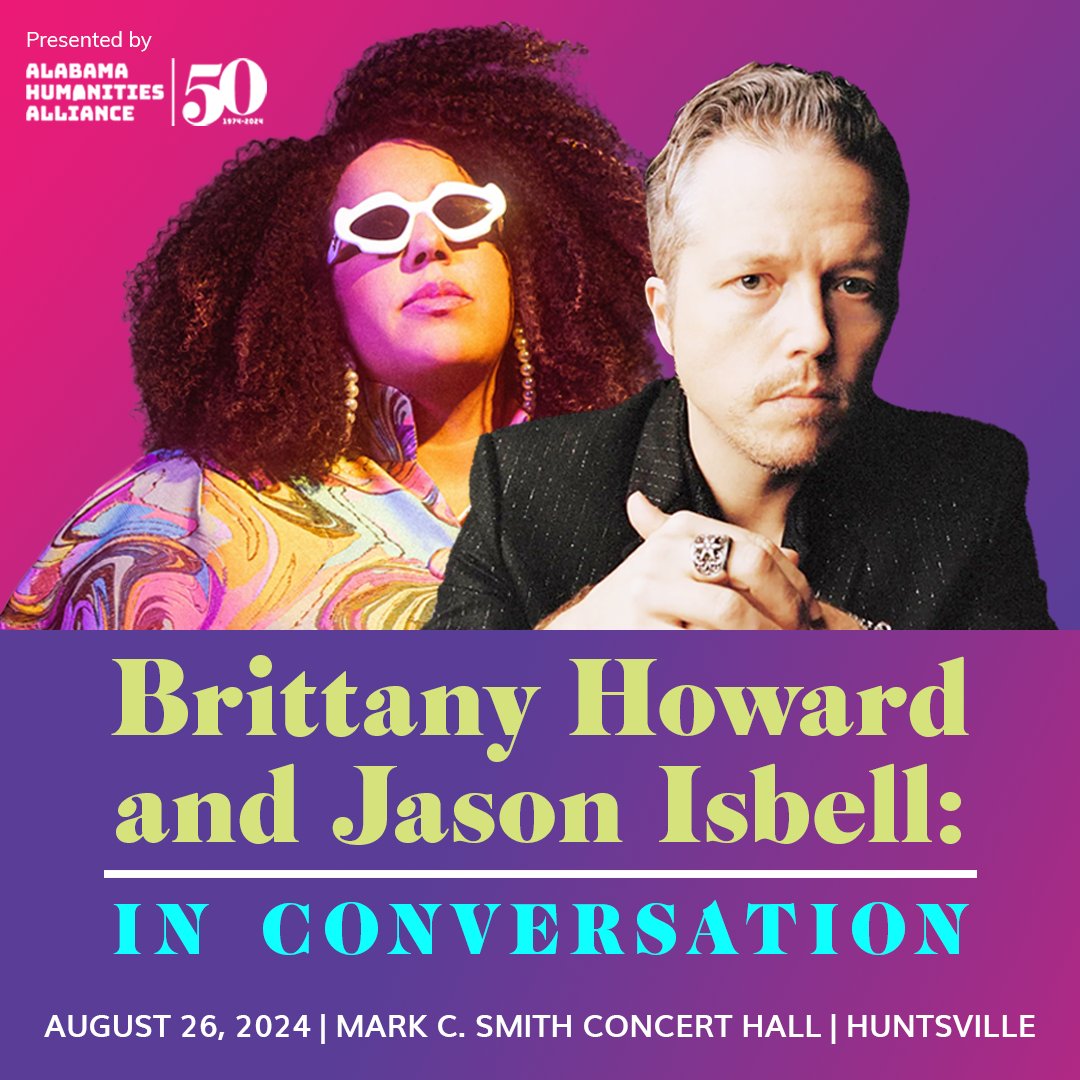 Congratulations to @JasonIsbell on becoming AHA's newest Alabama Humanities Fellow. Jason will be honored with @blkfootwhtfoot at the 2024 Alabama Colloquium series on August 26 in Huntsville, AL at the Von Braun Center. Tickets on sale now: vonbrauncenter.com/event/brittany…