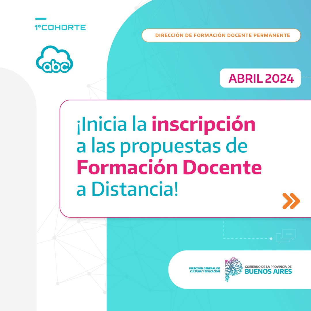 ciiectejedor's tweet image. Primera cohorte de Formación Docente a Distancia del Campus ABC.
Consulta ofertas en: bit.ly/ofertadfdp
Formulario de inscripción: habilitado a partir de las 18 horas, el viernes 19 de abril. Aquí: bit.ly/inscripciondfdp