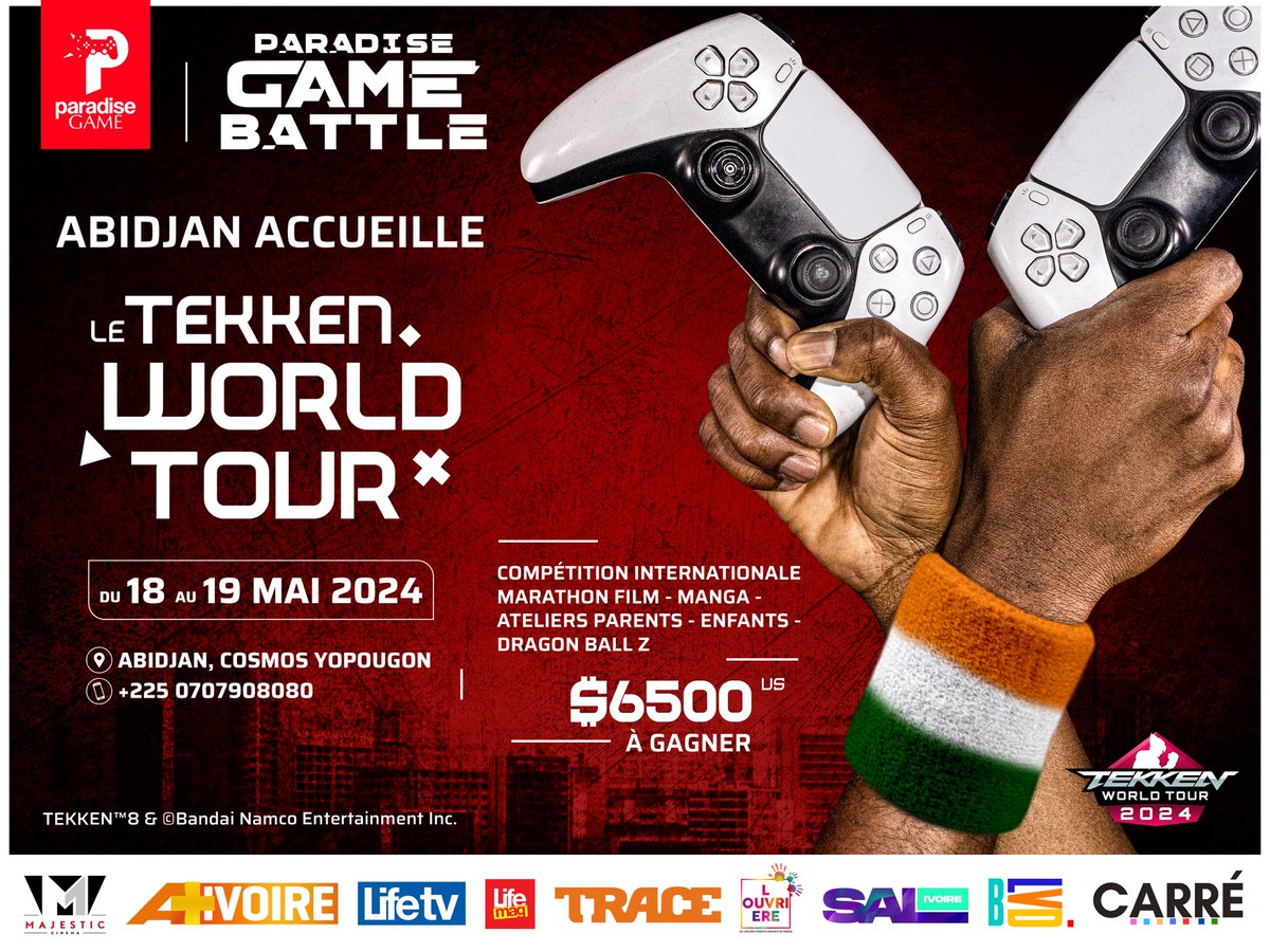 ParadiseGame_'s tweet photo. Après la CAN, la Côte d’Ivoire 🇨🇮accueille l'une des plus grandes compétitions mondiales de jeux vidéo !
4.000.000 FCFA à gagner lors de la #paradisegamebattle2024 🎮. 

Date 📆 :18 et 19 Mai 2024
Inscription :  https://t.co/dshbJUUGQg 

#GamingLife #civ #Akwaba #esports https://t.co/ui75GWzGnn