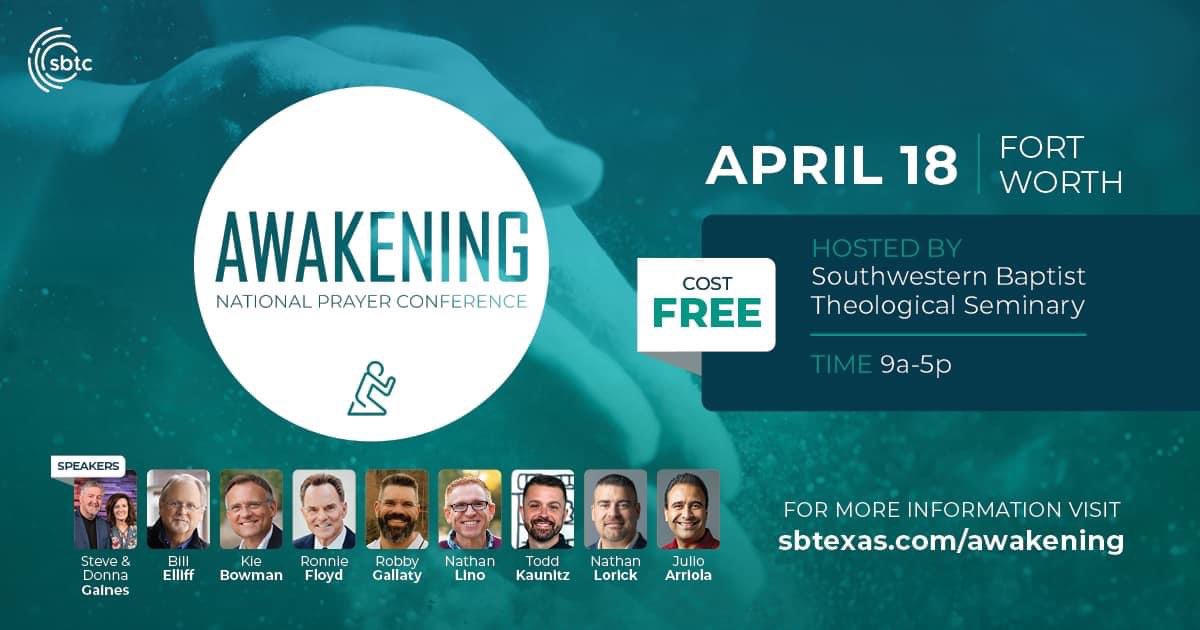 A breakout session with @belliff @nathanlino @toddkaunitz at Awakening National Prayer Conference at @SWBTS sponsored by @_SBTC - all day today (4/18/24) Join Us!