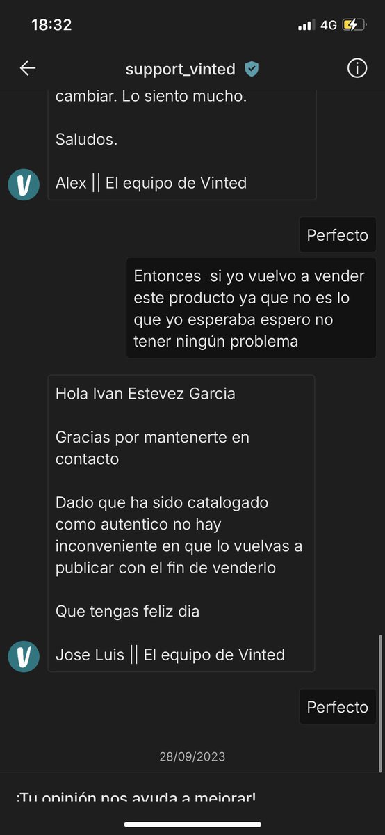 Pues bueno yo pierdo mi dinero y me quedo unos tenis que son “auténticos”por lo que hablo otra vez con el soporte para ver si puedo venderlos  al ser “auténticos” y ellos me dicen que no tengo ningún problema ya que ha sido catalogado así