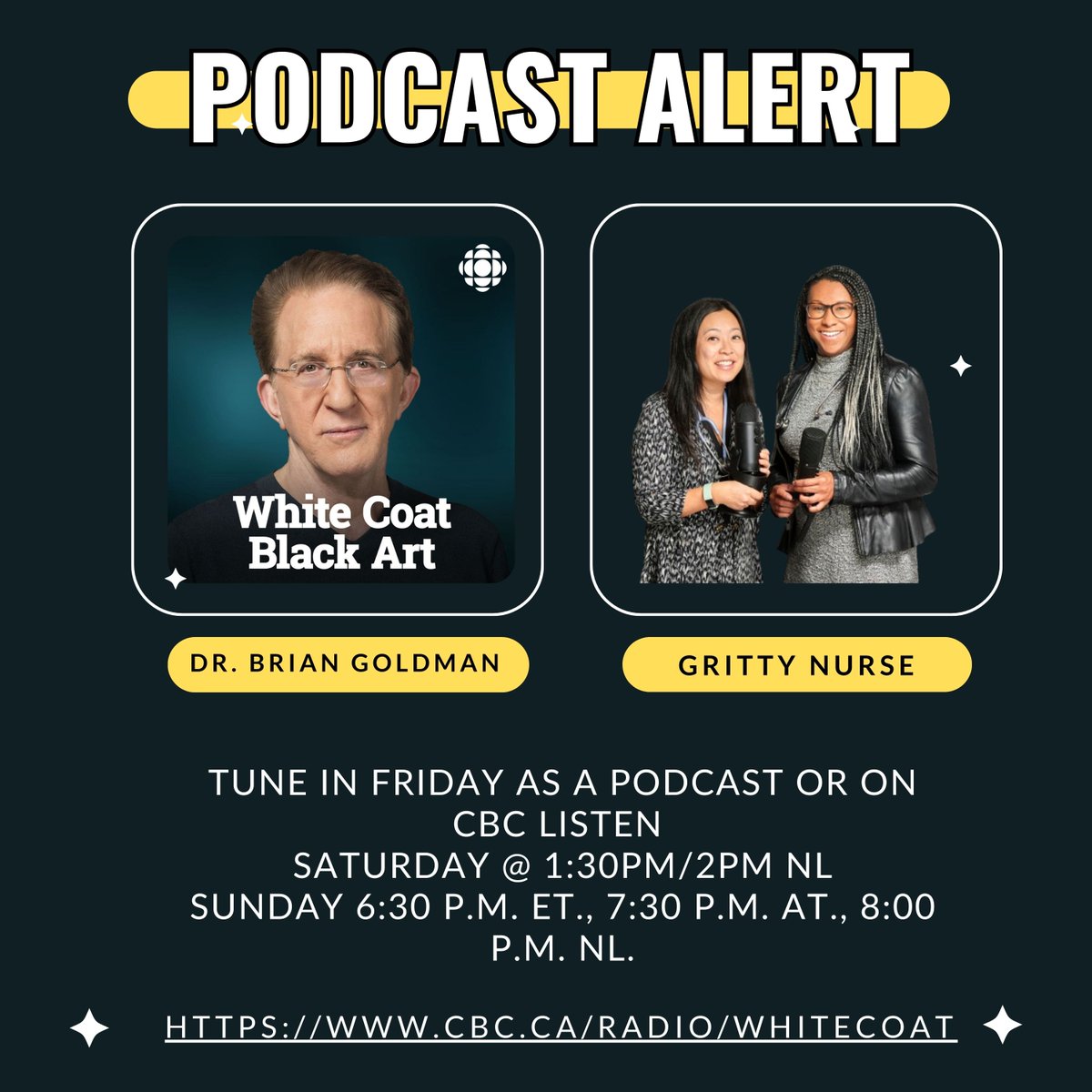 PODCAST ALERT🚨🚨🚨 Please tune into @cbcwhitecoat @NightShiftMD this Friday, Saturday and Sunday! Thank you to @NightShiftMD for such a thought-provoking interview!! Nurses need to be heard, and we are grateful for every opportunity we have to share our insights! @CBCRadioCanada