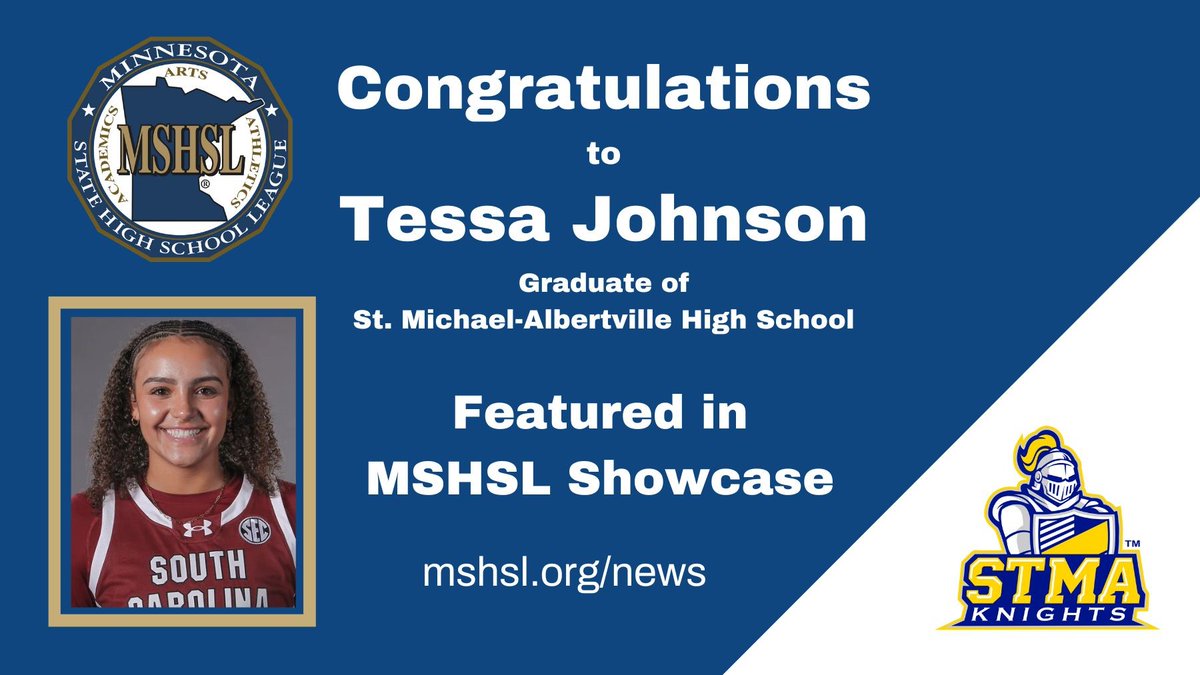 The University of South Carolina women's basketball win was especially sweet for hoops fans in MN with STMA grad Tessa Johnson shining on the biggest of stages. Read more about Tessa's accomplishments as her HS coach talks to MPR: mshsl.org/news @MSHSLjohn @StmaAd