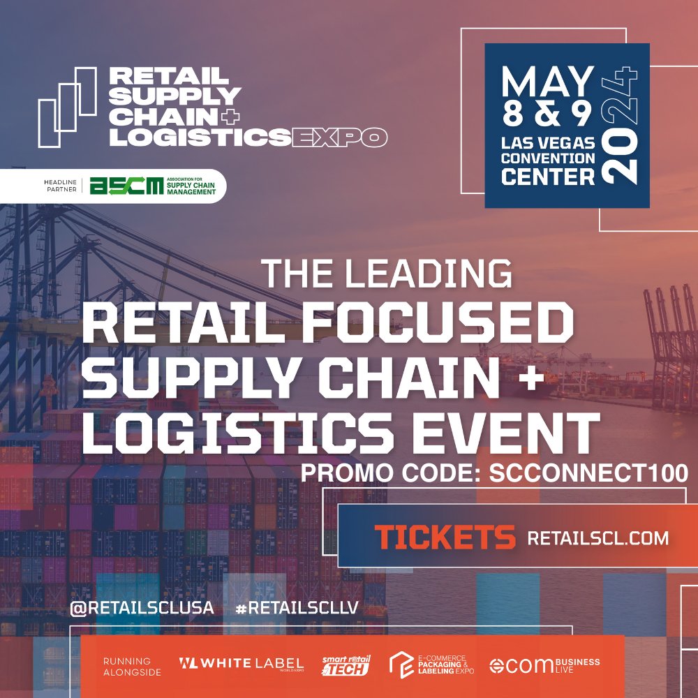 supplychaincon's tweet image. @RetailSCL_USA is taking place May 8-9 at the Las Vegas Convention Center. Have you secured your ticket yet? Usually $119, we are excited to give you our exclusive promo code – SCConnect – so you can get your tickets for FREE! Click here: bit.ly/4cfggq6

#RetailSCLLV
