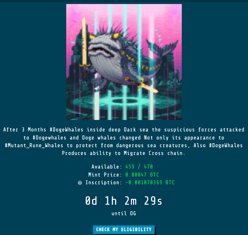 doge_whales's tweet photo. 1 Hour to start Minting #Mutant_Rune_Whales
Free Claim for OG /WL
🟢Link: https://t.co/TAM5wXSh2i
🔴 24 Hours time for OG/WL on #InscribeNow
🔴 #Mutant_Rune_Whales will give you Huge #Rune token ,
#DogeWhale is the first cross chain Project🚀 https://t.co/EsfSYPRw4K