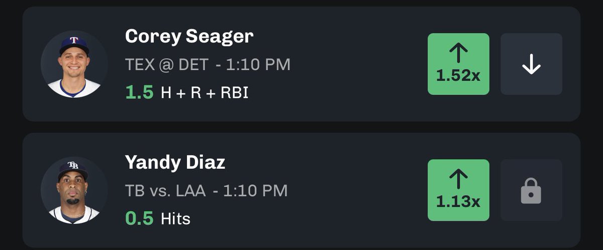 ⚡️Take our entry on @ChalkboardHQ⚡️ C. Seager 1.5 HRR ⬆️ Y. Diaz 0.5 Hits ⬆️ Use Code ParlayBanditz for a 100% deposit match up to $100 🤑 Link: streaks.chalkboard.io/cUPZ/ibdia63k #mlbtwitter #mlbpicks #freepicks