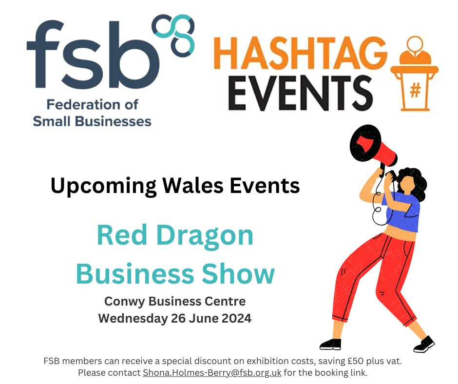 🌟 Join us at The Red Dragon Business Show hosted by @HashtagEventsUK🌟 🤝 Connect with local decision-makers, team leaders, owners, managers & directors 📅 Weds 26 June | 🕙 10am-2.30pm 🗺️ @ConwyBusiness, Llandudno Junction 🔗 go.fsb.org.uk/493MBxM #NetworkingEvent