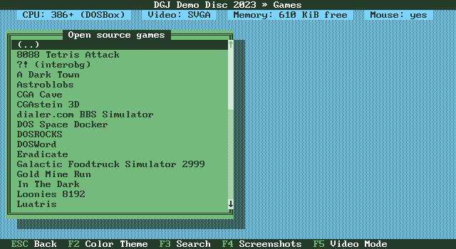 thp.itch.io/djg-demo-disc-… The DOS Game Jam Demo Disc, a compilation of games and programs designed for retro PCs (it's even a bootable CD!) was released today. You'll find a few recent ZZT/Weave games in its catalog!