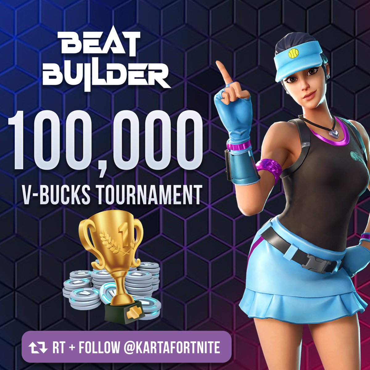 🏆 100,000 V-BUCKS BEAT BUILDER CONTEST🏆

Prizes:
🏆 1st Place - 50K V-Bucks 
🥈 2nd Place - 35K V-Bucks 
🥉 3rd Place - 15K V-Bucks

How to join:
- Like and RT!
- Play "DEAF KEV - Invincible" at MEDIUM difficulty
- Reply with a video of your BEST SCORE

⏳ Ends in 72 Hours ⏳