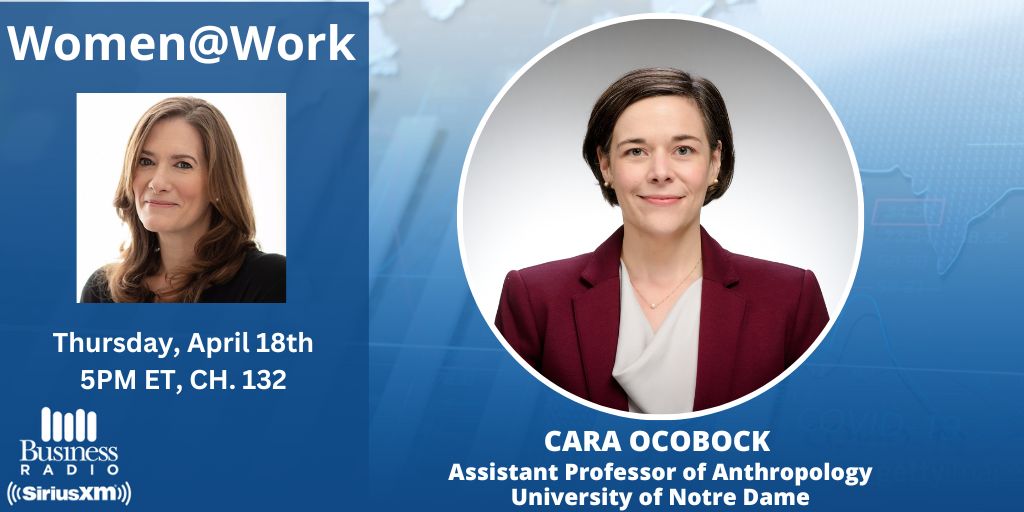 TODAY at 5pm ET - @NotreDame's @CaraOcobock joins @WhartonPA's @LauraZarrow for a fascinating conversation about the role women play in human evolution & her research that shows that in prehistoric times, females hunted just as much as males did! 🔊Tune in on #SiriusXM132🔊